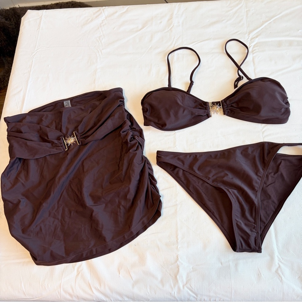 3 piece Chic Brown Bikini Set (with tankini top)